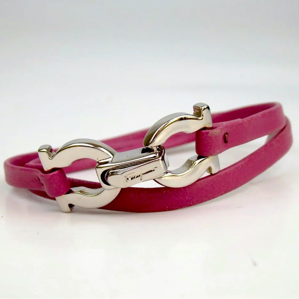 Authentic Salvatore Ferragamo double Gancini double bracelet leather 🔥🚀🔥